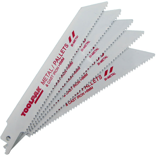 150mm 10tpi Thick Cut Reciprocating Saw Blade Metal Pack of 5