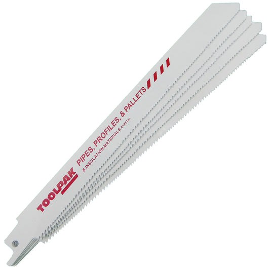 230mm 10-14tpi Combo Tooth Reciprocating Saw Blade Metal/Wood Pack of 5