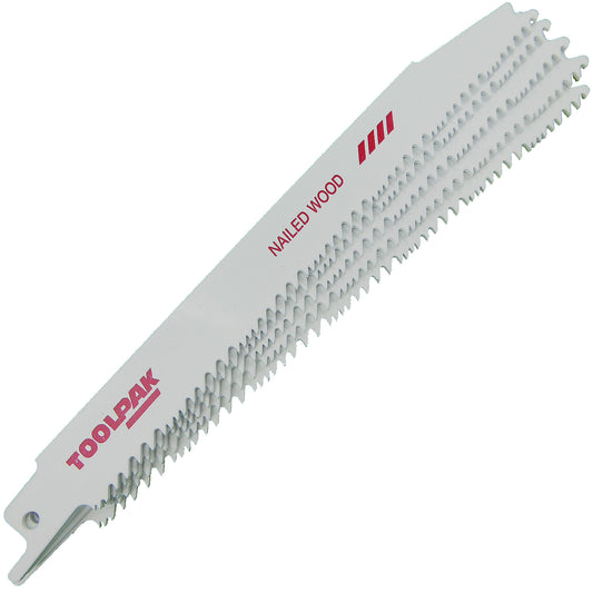200mm 6-12tpi Progressive Reciprocating Saw Blade Metal/Wood Pack of 5